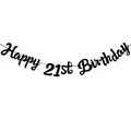 Μαύρο γκλίτερ πανό Happy 21st Birthday για διακόσμηση πάρτι γενεθλίων με λάμψη - Μαύρο πανό για 21α γενέθλια