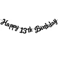 Μαύρο πανό Happy 13th Birthday με κρεμαστά γράμματα για διακόσμηση πάρτι - Μαύρο πανό για 13α γενέθλια