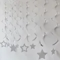 Silver spiral ceiling streamers with shimmering stars for party and event decoration - All Silver Star Spiral Decoration