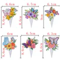 Set di 6 topper per torta a farfalla e floreali con etichette delle dimensioni - Stile Cake Topper Farfalla Con Bouquet Di Fiori
