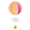 Décoration suspendue montgolfière 3D avec sphère jaune rose, nuage blanc et étoile d'or - Style 3D Rose et Jaune