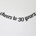 Cheers to 30 years black glitter banner for 30th birthday and anniversary celebrations - 30 Years Style / Black