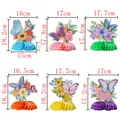 Set di sei centrotavola colorati a nido d'ape con farfalle e fiori per compleanni - Stile Ornamento Nido D'Ape Farfalla Fiori