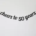 Glittering black Cheers to 50 Years banner for 50th birthday party or anniversary - 50 Years Style / Black