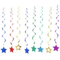 Colorful spiral party streamers with glittery star charms in diverse vibrant finishes - Colorful Star Spiral Pendant