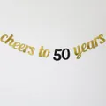 Glittery gold and black Cheers to 50 Years banner for milestone birthday party decor - 50 Years Style / Black & Gold