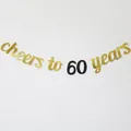 Glitter gold and black 'Cheers to 60 years' banner for birthday party decoration - 60 Years Style / Black & Gold