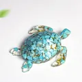 Figurine de tortue de mer en résine avec pierres turquoise et feuilles d'or - Turquoise