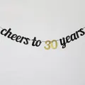 Cheers to 30 years birthday banner in gold and black glitter cardstock for party decor - 30 Years Style / Black & Gold