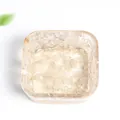 Plateau carré en résine transparente avec cristaux de quartz rose naturels pour bureau - Quartz rose