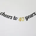 Gold glitter Cheers to 40 Years banner for anniversary party or birthday decoration - 40 Years Style / Black & Gold