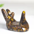 Hand shaped resin stand with tiger eye natural crystal stones for home decor - Tiger's Eye