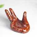 Support pouce en résine cristal rouge jaspe pour bagues et présentation de bijoux - Convient aux Boules de 3-5 cm / Jaspe Rouge
