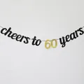Cheers to 60 Years glitter party banner in black and gold for 60th birthday celebration - 60 Years Style / Black & Gold