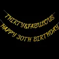 Glitter gold thirty & fabulous happy 30th birthday banner for party backdrop decoration - Thirty And Fabulous And Happy 30th Birthday / Gold