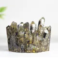 Statuetta a forma di coniglio in resina di cristallo con dettagli in foglia d'oro - Labradorite Nera