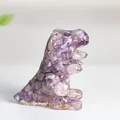 Handmade purple amethyst crystal resin dinosaur figurine in T-Rex shape decor - Dreamy Purple