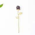 Romantic deep purple crystal resin rose flower ornament with elegant golden metal stem - Garnet / Large