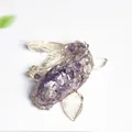 Lucky koi fish resin figurine with purple and white natural crystal stones - Dreamy Purple