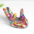 Support de boule de cristal en résine en forme de pouce avec incrustation de mosaïque - Convient aux Boules de 3-5 cm / Coquillage Coloré
