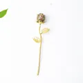 Golden rose ornament with red crystal stones and green resin flower bud detail - Unakite / Large