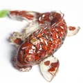 Handcrafted resin koi fish figurine with deep red natural crystal stones for home decor - Red Jasper