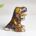 Tyrannosaurus resin sculpture with Tiger Eye crystal stones for home decor - Tiger's Eye