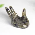 Support en résine en forme de main avec pierres naturelles pour boule de cristal - Convient aux Boules de 3-5 cm / Labradorite Noire