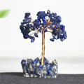 Arbre de fortune fait main avec feuilles en lapis-lazuli bleu et fil de laiton - Branches et Fleurs / Lapis-lazuli