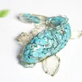 Handcrafted turquoise crystal koi fish figurine with clear resin finish home decor - Turquoise