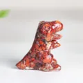 Handmade T-Rex sculpture with red jasper crystal chips and resin filling for home decor - Red Jasper