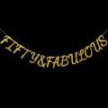 Golden glitter Fifty & Fabulous banner for 50th birthday party background decoration - Fifty And Fabulous