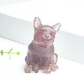 Statuina di bulldog francese in resina di cristallo per decorazione ufficio o auto - Stile Quarzo Fragola (Con Foglia d'Oro)