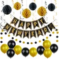Kit de décoration Nouvel An 2025 avec bannières et ballons noirs et dorés - Décoration de Nouvel An Style 15