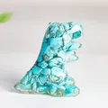 Turquoise resin dinosaur figurine, handmade monster sculpture for home desk decoration - Turquoise