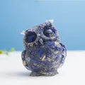 Lapis Lazuli natural stone owl resin statue in deep blue with gold pyrite flecks - Lapis Lazuli