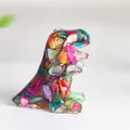 Resin dinosaur sculpture filled with colorful natural crystal shards and shell fragments - Colorful Shell