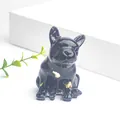 Statua di bulldog in resina nera con scaglie d'oro decorazione per casa e ufficio - Stile Ossidiana (Con Foglia d'Oro)