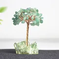 Arbre de fortune fait main avec feuilles d'aventurine verte et tronc en laiton - Branches et Fleurs / Aventurine Verte