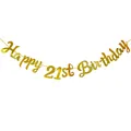 Χρυσό γυαλιστερό πανό Happy 21st Birthday για διακόσμηση πάρτι γενεθλίων - 21α Γενέθλια / Χρυσό