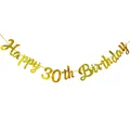 Χρυσή γιρλάντα Happy 30th Birthday με μεταλλική λάμψη για διακόσμηση γενεθλίων - 30α γενέθλια / Χρυσό