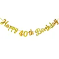 Λαμπερή χρυσή διακοσμητική γιρλάντα Happy 40th Birthday για πάρτι γενεθλίων - 40α Γενέθλια / Χρυσό