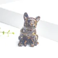 Statuetta di bulldog in resina con pietre occhio di tigre e foglie d'oro puro - Stile Occhio di Tigre (Con Foglia d'Oro)