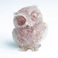 Translucent lavender crystal resin owl figurine with gold foil accents for home decor - Strawberry Quartz