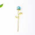 Blue crystal crushed stone rose flower resin ornament with a golden finish - Turquoise