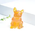 Statuetta bulldog in resina ambrata con scaglie dorate, decorazione da scrivania ufficio - Stile Citrino (Con Foglia d'Oro)