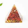 Orgonit Energie-Pyramide mit rotem Jaspis, Kupferspirale und edler Goldfolie - Roter Jaspis / 3cm