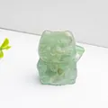 Translucent light green citrine crystal lucky cat resin ornament for home and office decor - Green Aventurine