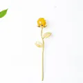 Golden resin rose figurine with yellow natural crystal stone chips for romantic gift - Citrine