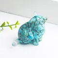 Statuetta di gatto in resina con pietre di cristallo blu per decorazione da scrivania - Turchese